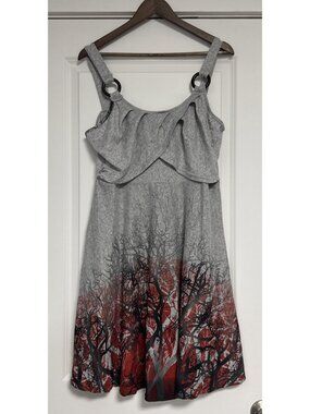 Dresslilly Dressfo Knit Grey Black Red Woods Stretchy Dress NWT XXXL 14